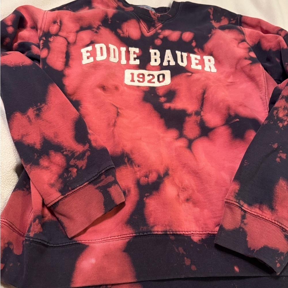 Eddie Bauer Red and Black Tie-Dye Sweatshirt